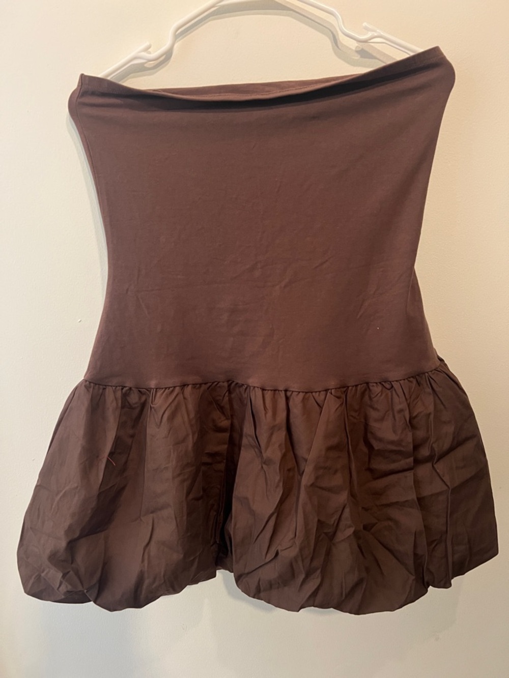 wild fable Brown Strapless Bubble Hem Dress